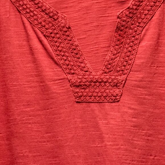 Coldwater Creek Womens Red Textured Long Sleeve Tunic Top 2X Crochet Details - Picture 2 of 8